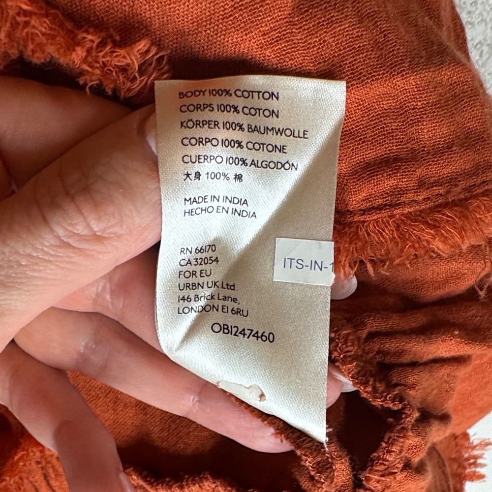 Free People Lyra Cotton Terracotta Ruffled Blouse Jacket -‎ Small - Picture 9 of 14